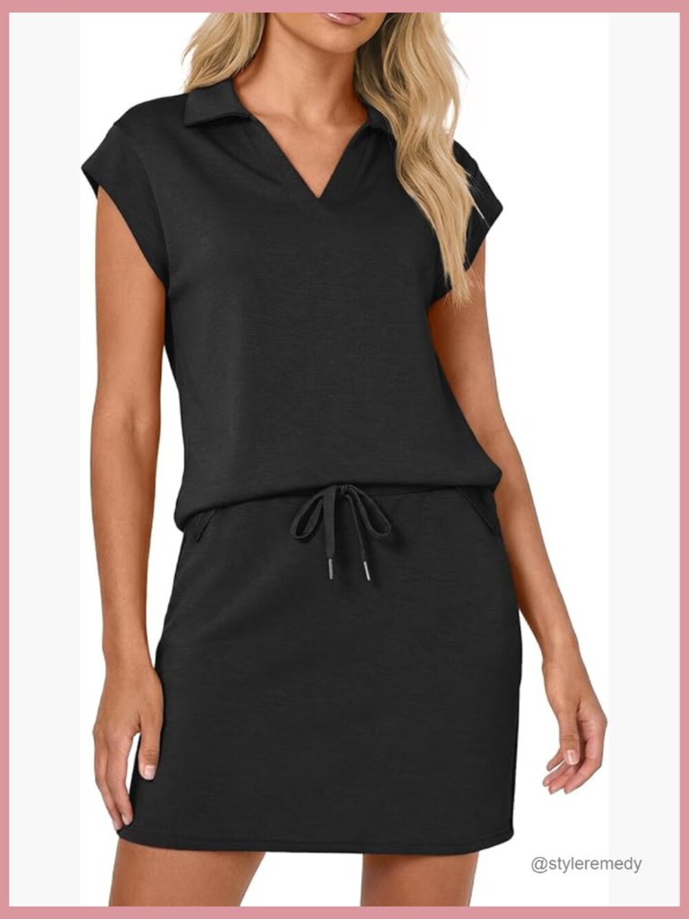 Two Piece Skirt Set with Cap Sleeve Lapel Top and Short Skort - Athletic Tennis